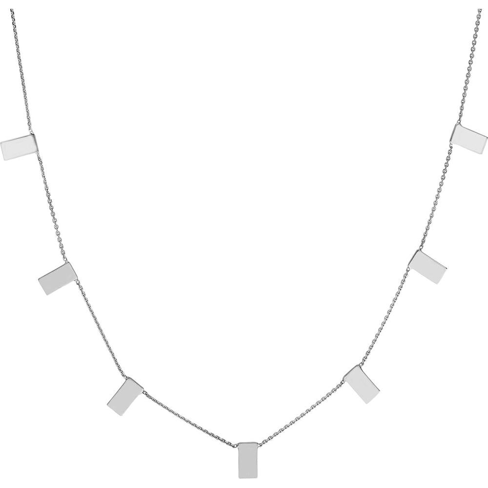 Olas d'Oro - 14K White Gold Mini Bar Drops Adjustable Necklace - Contemporary Fine Jewelry for Women