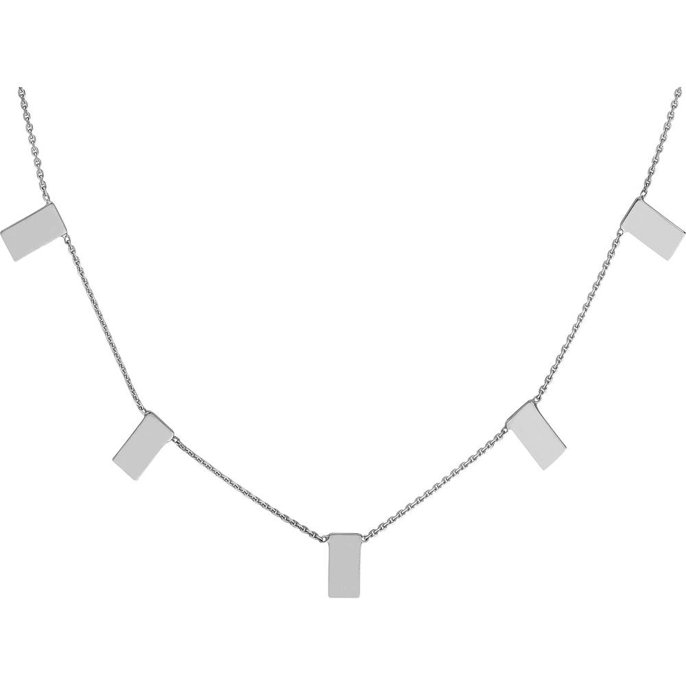 Olas d'Oro - 14K White Gold Mini Bar Drops Adjustable Necklace - Contemporary Fine Jewelry for Women