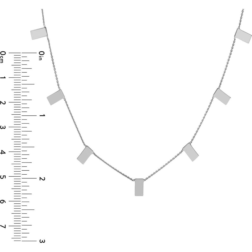 Olas d'Oro - 14K White Gold Mini Bar Drops Adjustable Necklace - Contemporary Fine Jewelry for Women