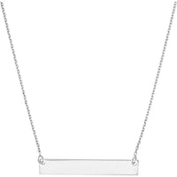 Olas d'Oro - 14K White Gold Mini Bar Necklace with Adjustable Chain - 2.14g