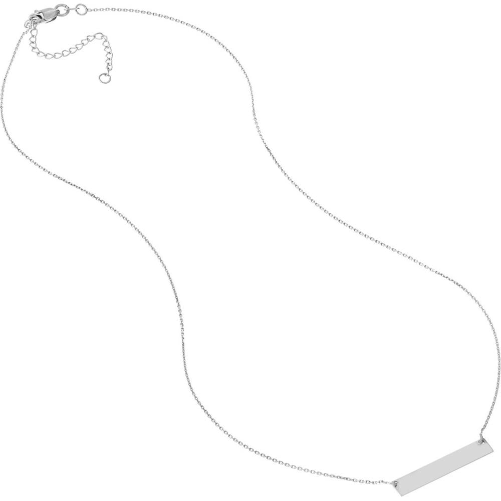 Olas d'Oro - 14K White Gold Mini Bar Necklace with Adjustable Chain - 2.14g