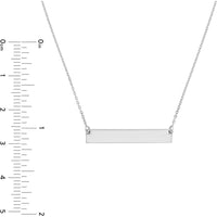 Olas d'Oro - 14K White Gold Mini Bar Necklace with Adjustable Chain - 2.14g