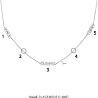 Olas d'Oro - 14K White Gold Mini Block Nameplate Station Necklace  Customizable Adjustable Chain