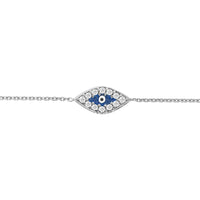 Olas d'Oro - 14K White Gold Mini CZ Evil Eye Adjustable Bracelet - Symbol of Protection