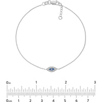 Olas d'Oro - 14K White Gold Mini CZ Evil Eye Adjustable Bracelet - Symbol of Protection