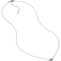 Olas d'Oro - 14K White Gold Mini CZ Evil Eye Adjustable Necklace with Blue Center Stone