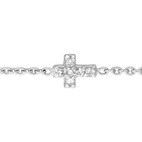 Olas d'Oro - 14K White Gold Mini Diamond Cross Bolo Bracelet - 0.03 Carat Diamond Total Weight