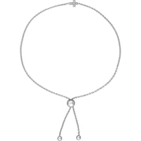 Olas d'Oro - 14K White Gold Mini Diamond Cross Bolo Bracelet - 0.03 Carat Diamond Total Weight