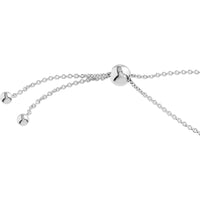 Olas d'Oro - 14K White Gold Mini Diamond Cross Bolo Bracelet - 0.03 Carat Diamond Total Weight