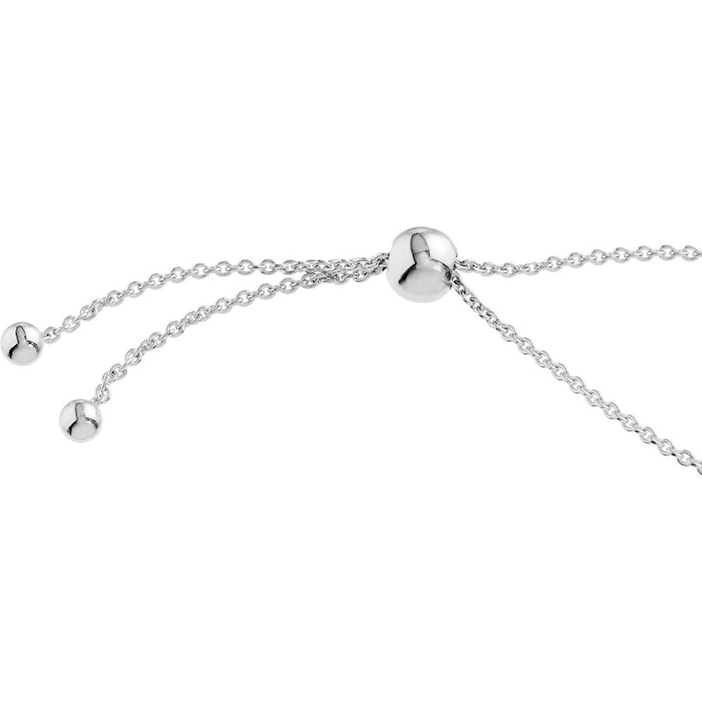 Olas d'Oro - 14K White Gold Mini Diamond Cross Bolo Bracelet - 0.03 Carat Diamond Total Weight