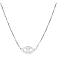 Olas d'Oro - 14K White Gold Mini Evil Eye Cutout Necklace with Adjustable Chain