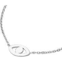Olas d'Oro - 14K White Gold Mini Evil Eye Cutout Necklace with Adjustable Chain