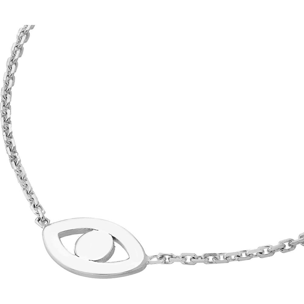 Olas d'Oro - 14K White Gold Mini Evil Eye Cutout Necklace with Adjustable Chain