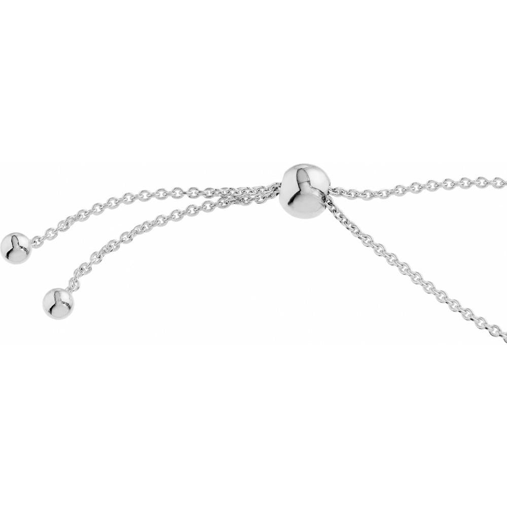 Olas d'Oro - 14K White Gold Mini Heart Bolo Bracelet with Sliding Bead Closure