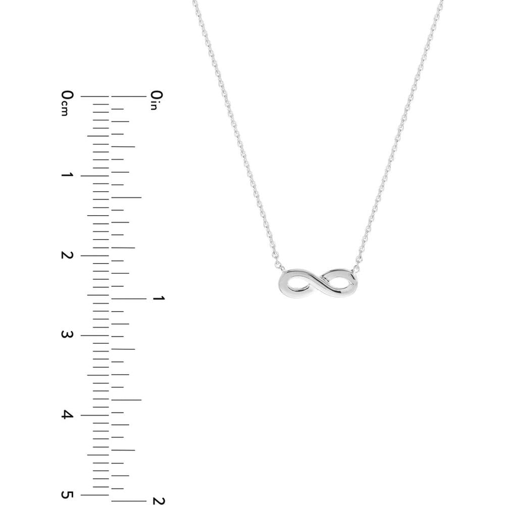 Olas d'Oro - 14K White Gold Mini Infinity Adjustable Necklace - 1.82g Weight