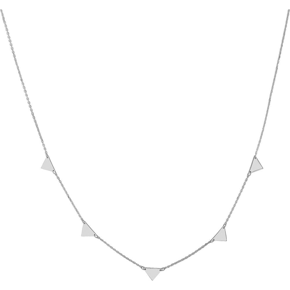 Olas d'Oro - 14K White Gold Mini Inverted Triangles Adjustable Necklace - 2.20g