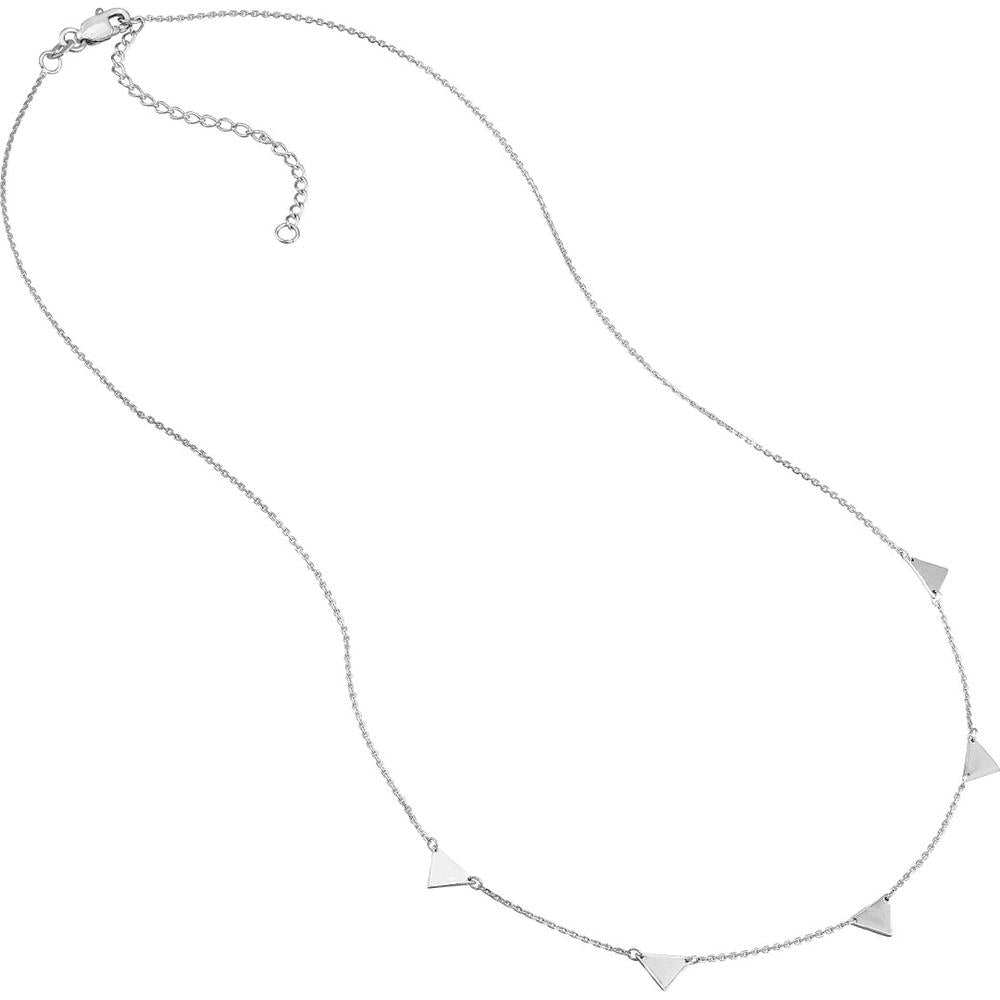 Olas d'Oro - 14K White Gold Mini Inverted Triangles Adjustable Necklace - 2.20g