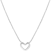 Olas d'Oro - 14K White Gold Mini Open Heart Necklace with Adjustable Chain - 1.95g