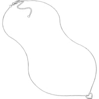 Olas d'Oro - 14K White Gold Mini Open Heart Necklace with Adjustable Chain - 1.95g