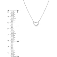 Olas d'Oro - 14K White Gold Mini Open Heart Necklace with Adjustable Chain - 1.95g