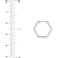 Olas d'Oro - 14K White Gold Mini Pentagon Shaped Huggie Earrings - 2.09g Total Weight