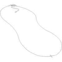 Olas d'Oro - 14K White Gold Mini Sideways Cross Adjustable Necklace - 1.79 Grams