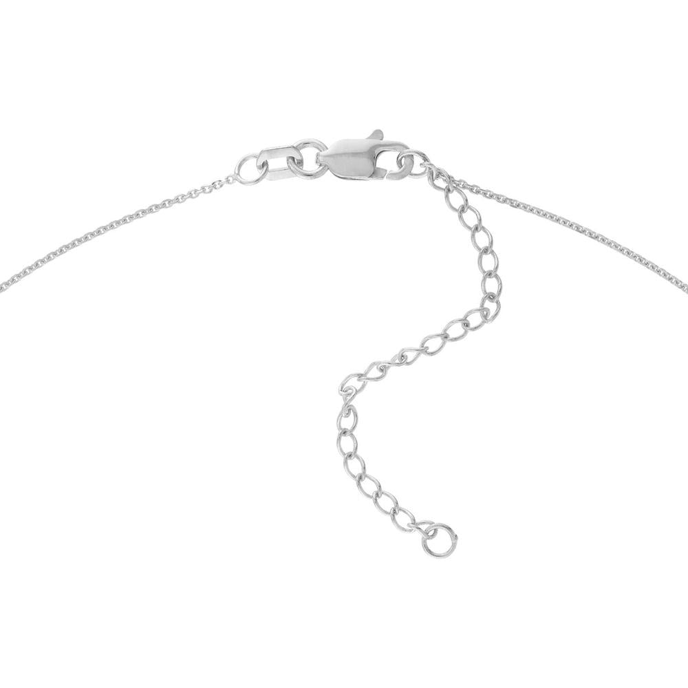 Olas d'Oro - 14K White Gold Mini Sideways Cross Adjustable Necklace - 1.79 Grams