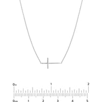 Olas d'Oro - 14K White Gold Mini Sideways Cross Adjustable Necklace - 1.79 Grams