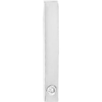 Olas d'Oro - 14K White Gold Mini Staple Bar Earrings with Diamond - 0.01 Carat Total Diamond Weight
