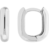 Olas d'Oro - 14K White Gold Oblong Mini Hoops with Polished Finish - 2.80 Grams Total Weight
