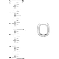 Olas d'Oro - 14K White Gold Oblong Mini Hoops with Polished Finish - 2.80 Grams Total Weight