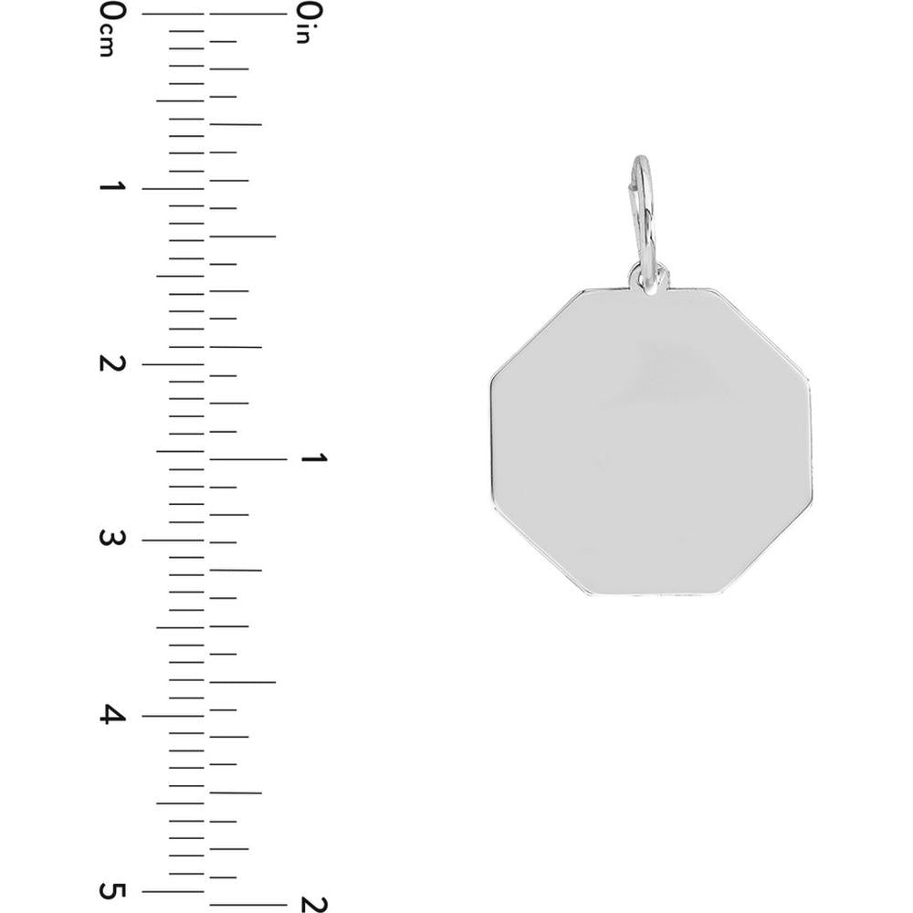 Olas d'Oro - 14K White Gold Octagon Engravable Pendant Charm - 1.71g