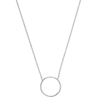 Olas d'Oro - 14K White Gold Open Circle Adjustable Necklace - 16-18 inch Chain