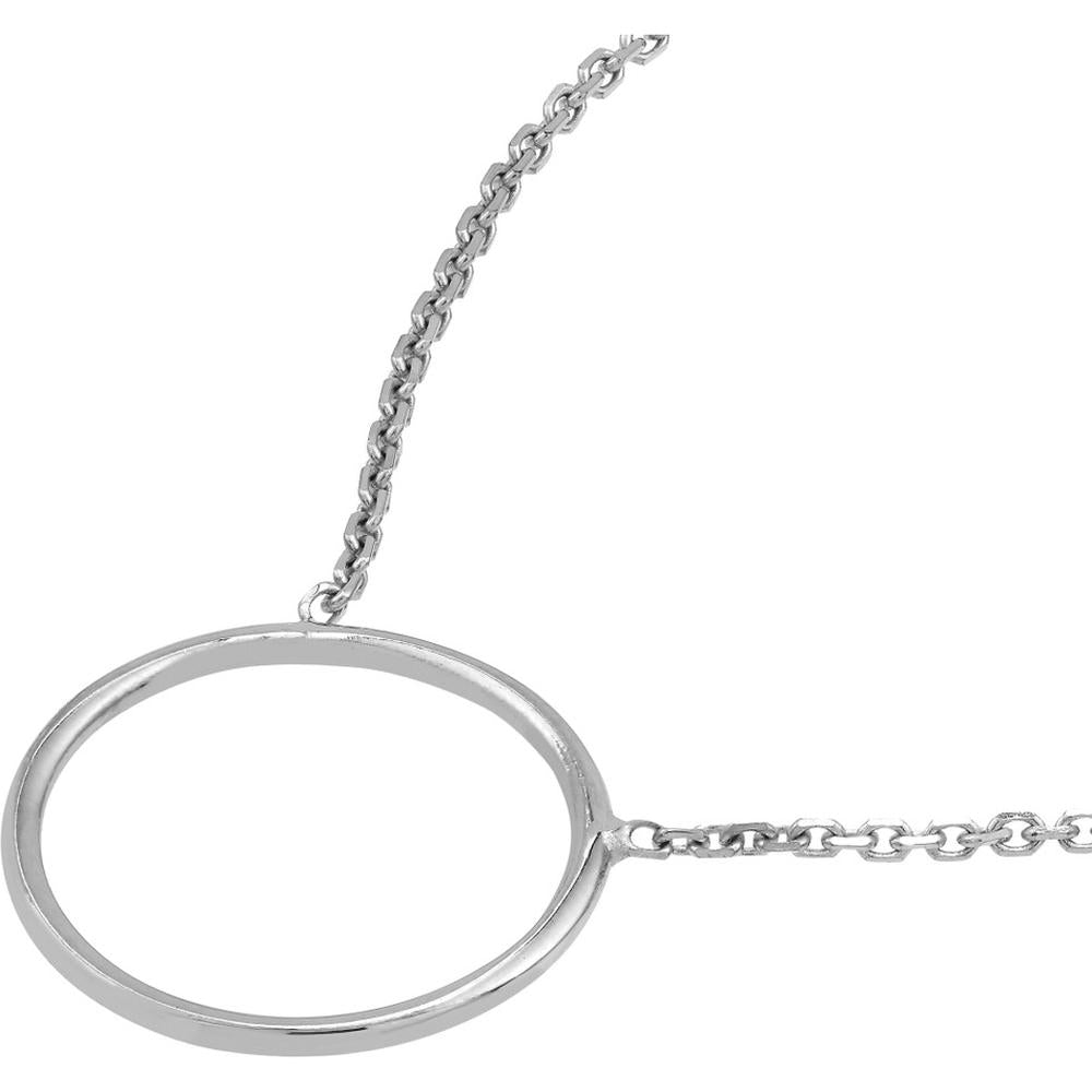Olas d'Oro - 14K White Gold Open Circle Adjustable Necklace - 16-18 inch Chain