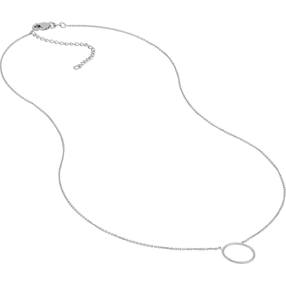 Olas d'Oro - 14K White Gold Open Circle Adjustable Necklace - 16-18 inch Chain