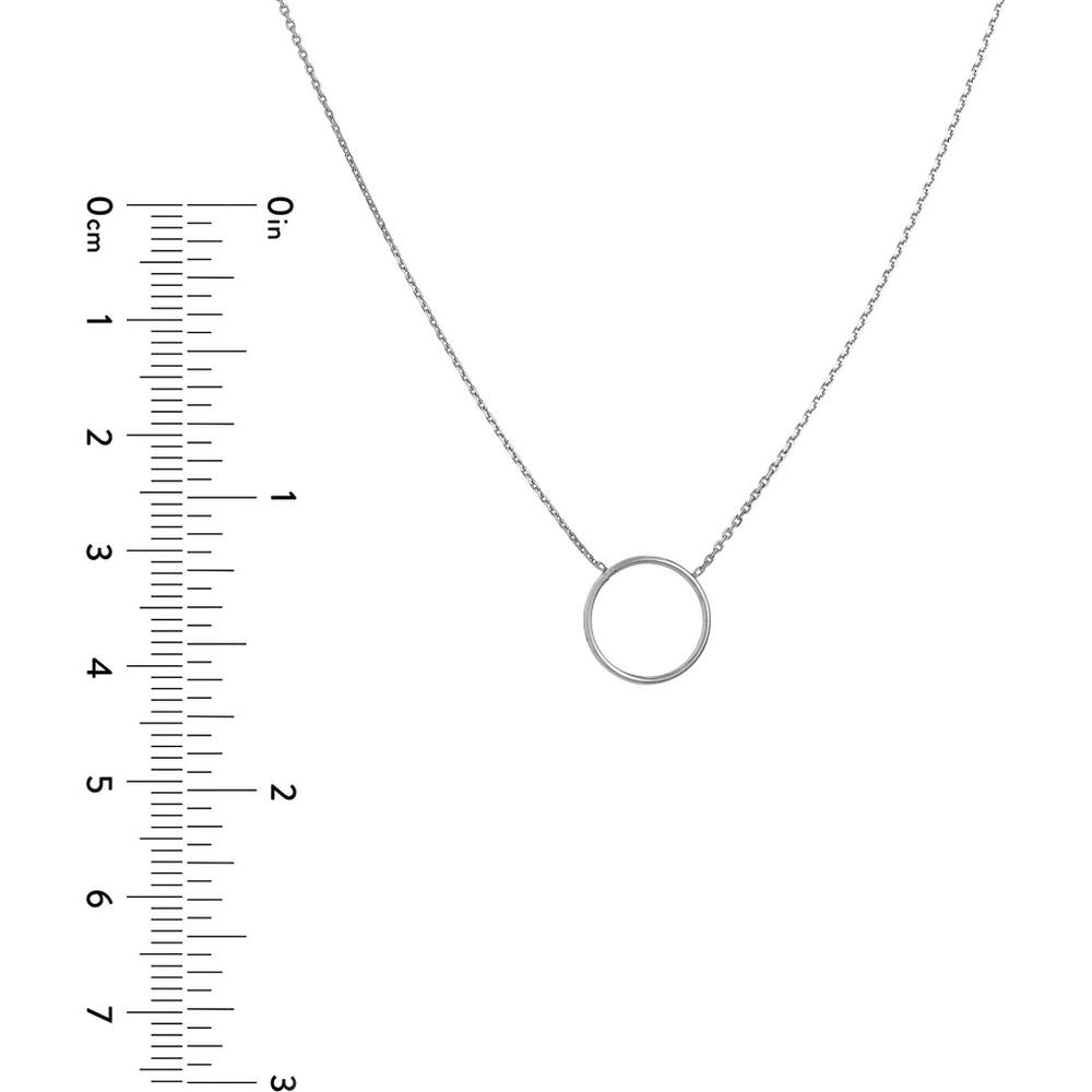Olas d'Oro - 14K White Gold Open Circle Adjustable Necklace - 16-18 inch Chain
