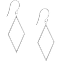 Olas d'Oro - 14K White Gold Open Diamond-Shaped Dangle Earrings  1.61g Total Weight