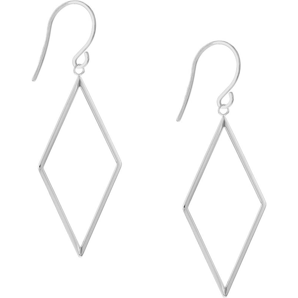 Olas d'Oro - 14K White Gold Open Diamond-Shaped Dangle Earrings  1.61g Total Weight