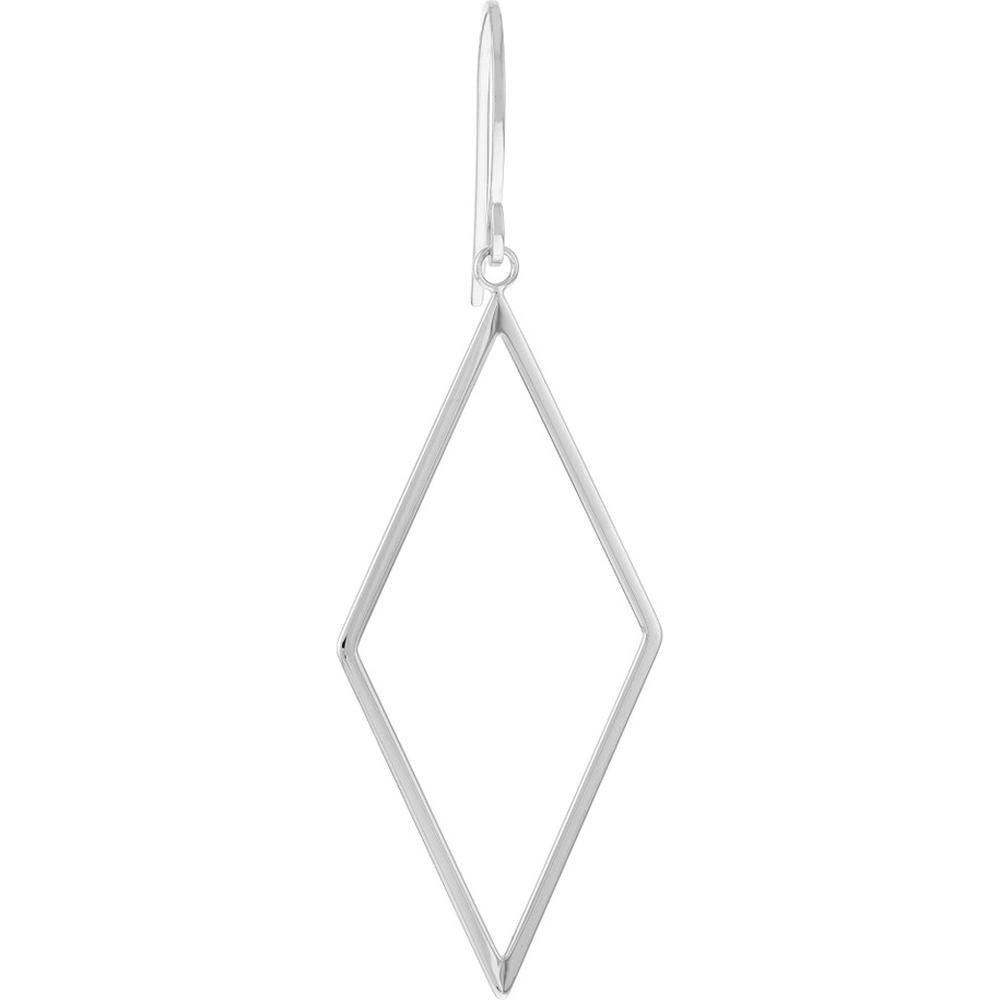 Olas d'Oro - 14K White Gold Open Diamond-Shaped Dangle Earrings  1.61g Total Weight