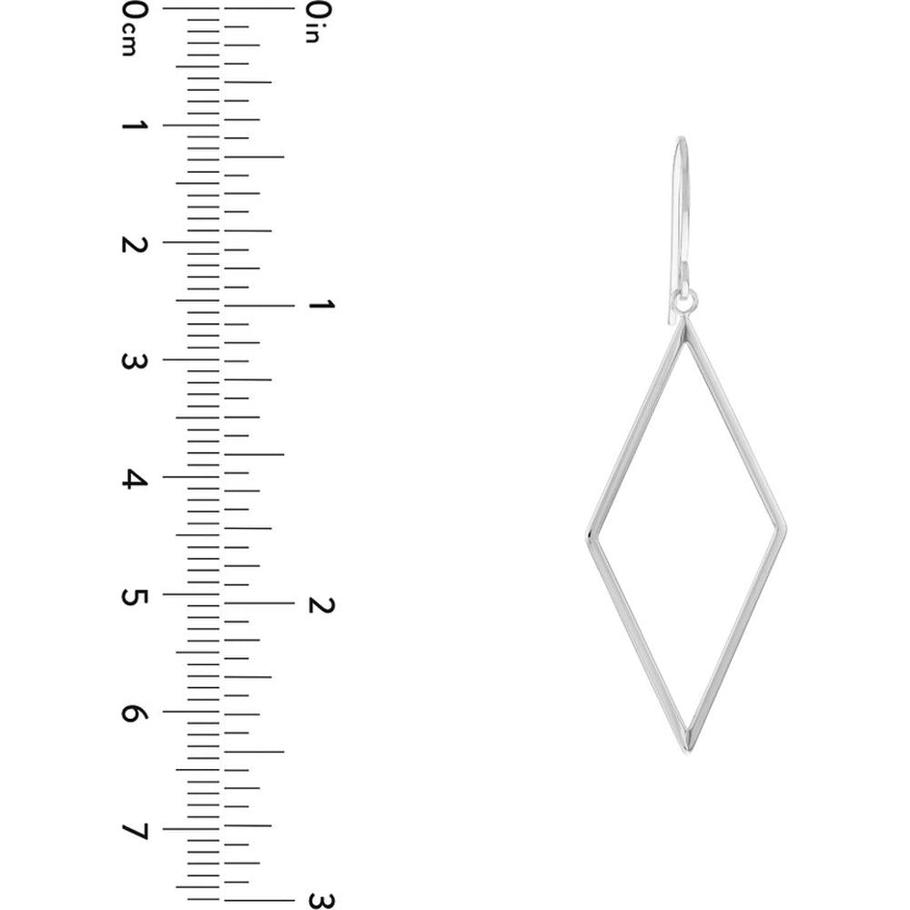 Olas d'Oro - 14K White Gold Open Diamond-Shaped Dangle Earrings  1.61g Total Weight
