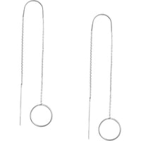 Olas d'Oro - 14K White Gold Open Disc Threader Earrings - 1.18g