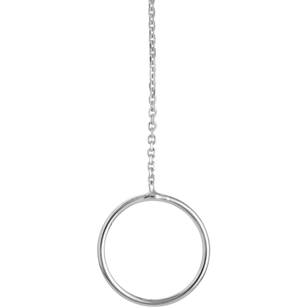 Olas d'Oro - 14K White Gold Open Disc Threader Earrings - 1.18g