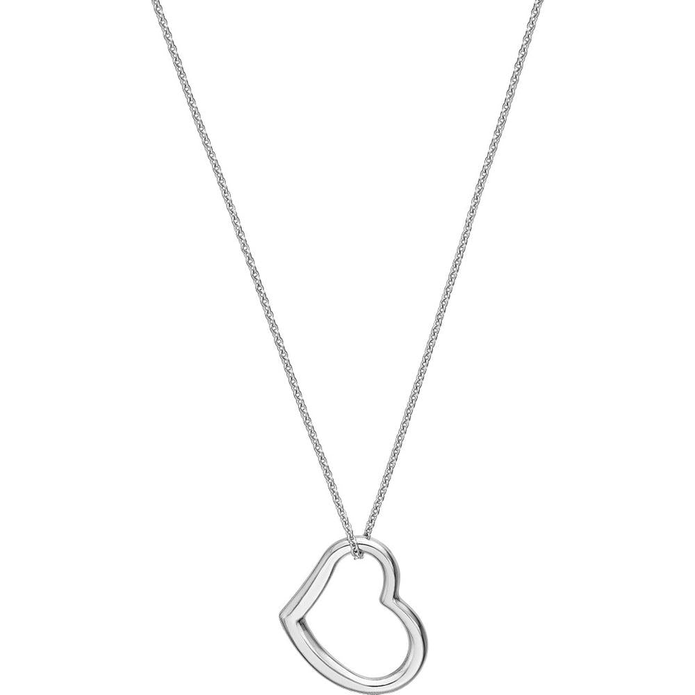 Olas d'Oro - 14K White Gold Open Heart Pendant Adjustable Necklace