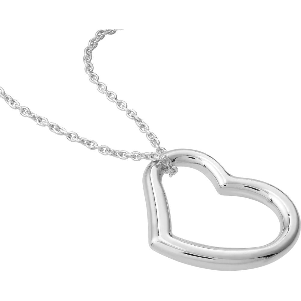 Olas d'Oro - 14K White Gold Open Heart Pendant Adjustable Necklace