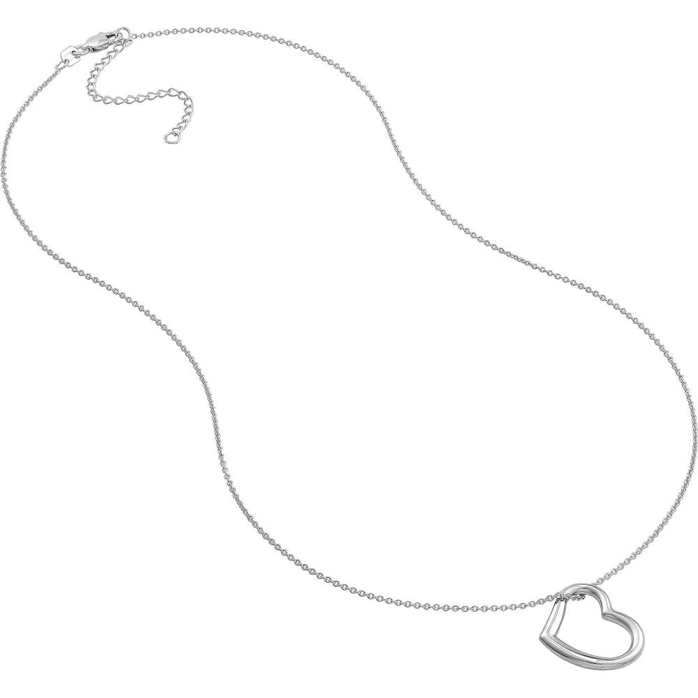 Olas d'Oro - 14K White Gold Open Heart Pendant Adjustable Necklace
