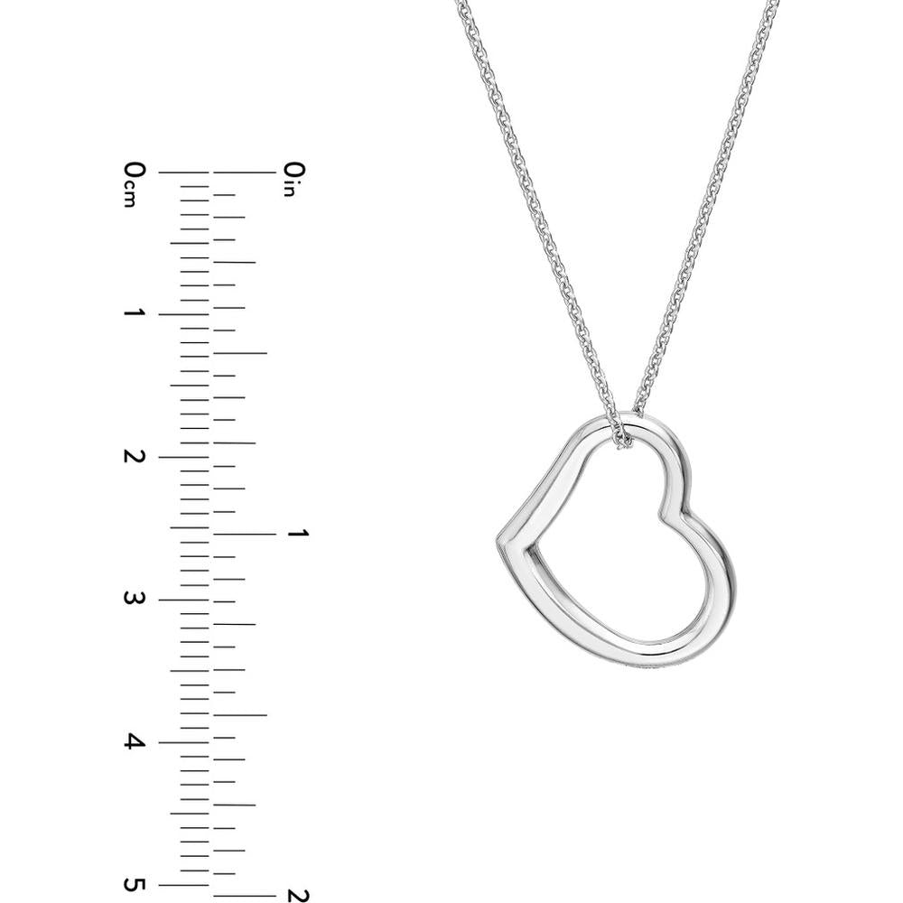 Olas d'Oro - 14K White Gold Open Heart Pendant Adjustable Necklace