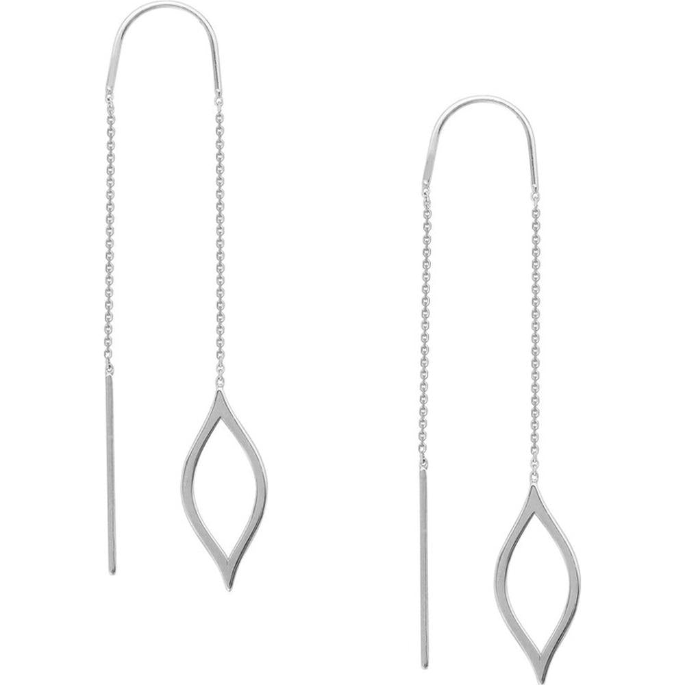 Olas d'Oro - 14K White Gold Open Marquise Threader Earrings - 1.35g Total Weight