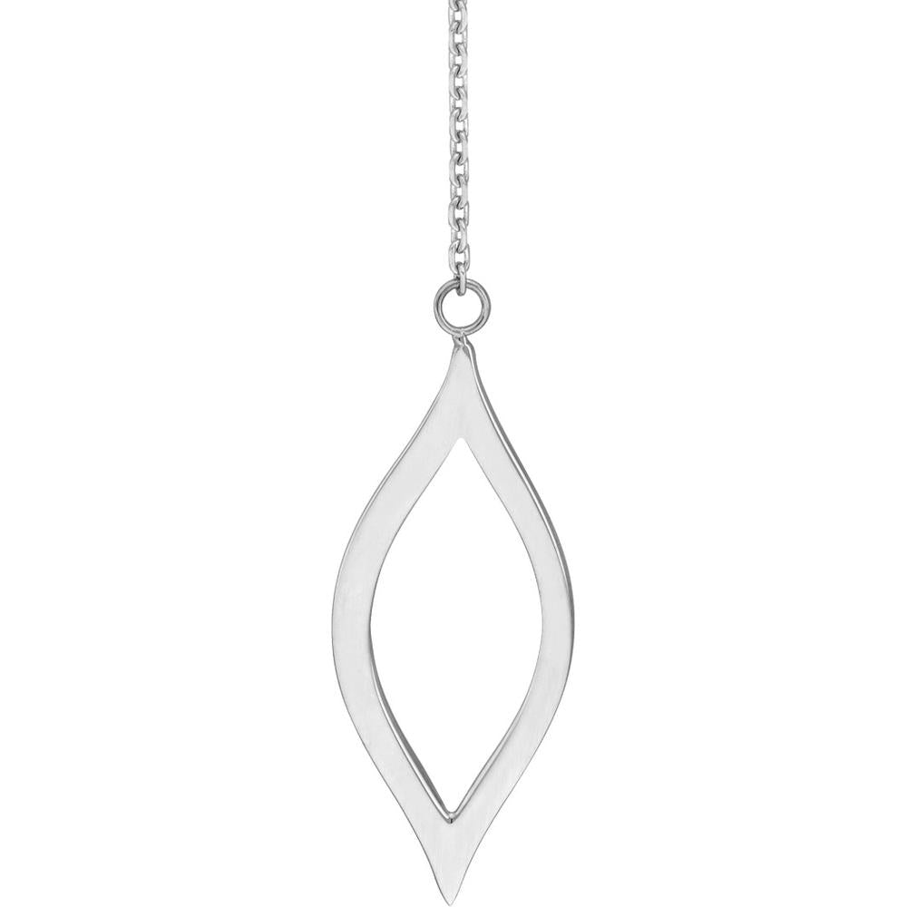 Olas d'Oro - 14K White Gold Open Marquise Threader Earrings - 1.35g Total Weight