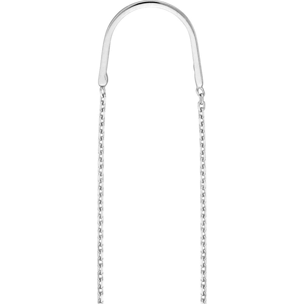Olas d'Oro - 14K White Gold Open Marquise Threader Earrings - 1.35g Total Weight