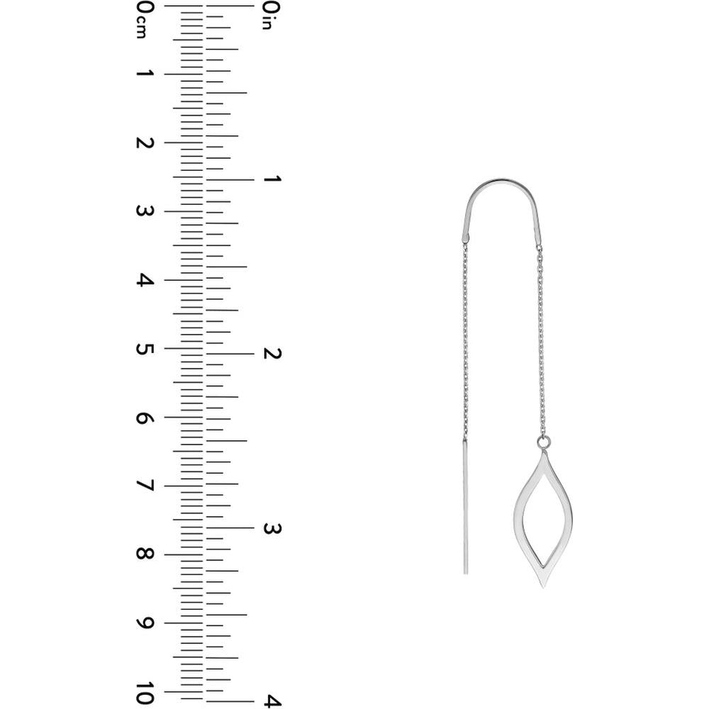 Olas d'Oro - 14K White Gold Open Marquise Threader Earrings - 1.35g Total Weight